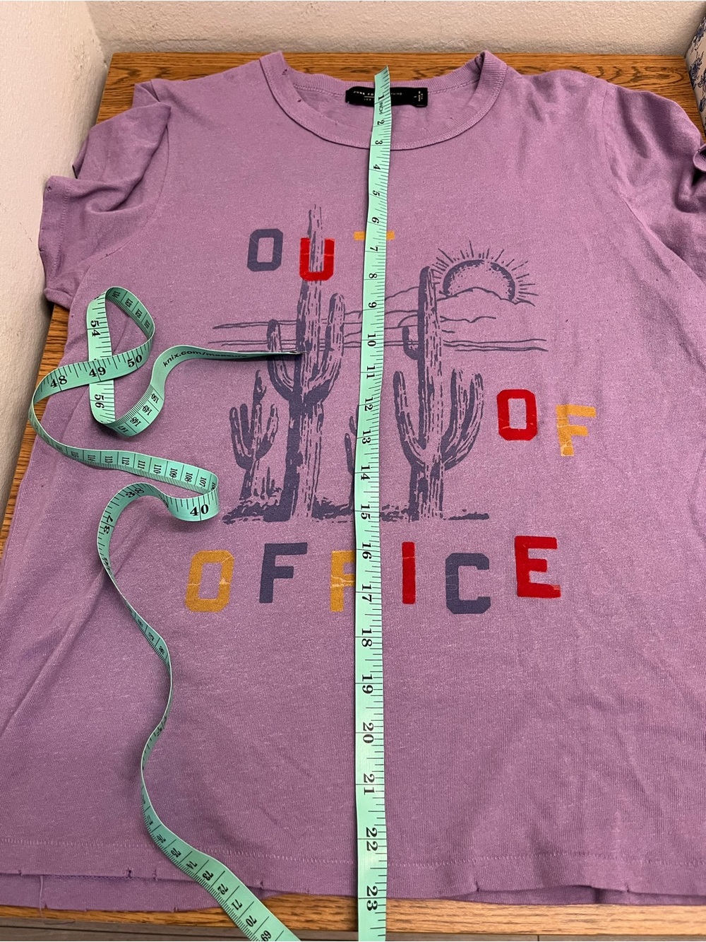 Out of Office Purple Distressed Tee - Large - Picture 4 of 6